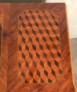 Louis XVI Style Chest of Drawers- block marquetry detail right side- Styylish