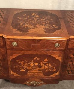 Louis XVI Style Chest of Drawers- flower marquetry detail- Styylish