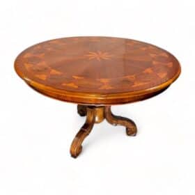 Biedermeier Marquetry Center Table, 1830-40