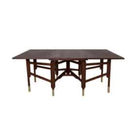 Mid-century Dining Table, Teak Wood, Brass Elements, Norway, 1950s