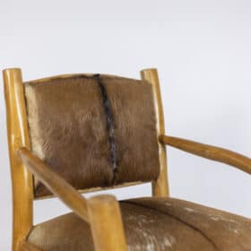 Brutalist Style Armchair in Elm and Goatskin, 1970s