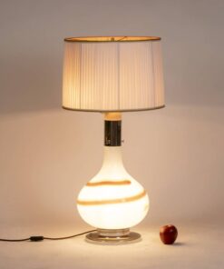 White Glass Lamp - Full with Light On - Styylish