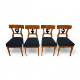 Set of Four Biedermeier Chairs, Cherry Veneer, South Germany circa 1830