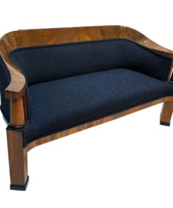 Biedermeier Sofa, Walnut Wood, Black Teddy, Vienna, Austria circa 1825