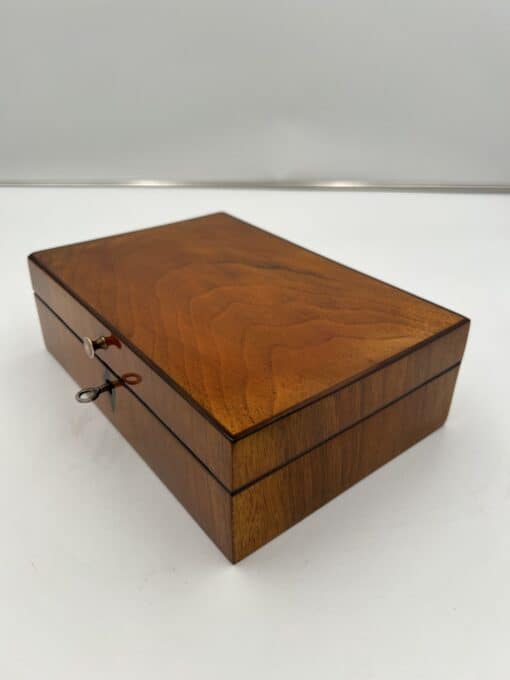 Biedermeier Sewing Box - Closed Lid Side Angle - Styylish