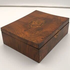 Biedermeier Jewelry Box with Ink, Walnut Veneer, Austria circa 1820