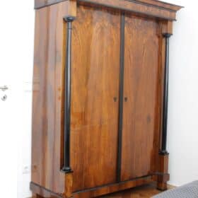 Neoclassical Early Biedermeier Armoire, Walnut Veneer and Full Columns, Austria, circa 1820