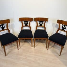 Set of Four Biedermeier Chairs, Cherry Veneer, South Germany circa 1830