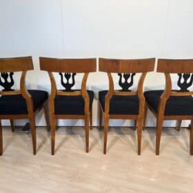 Set of Four Biedermeier Chairs, Cherry Veneer, South Germany circa 1830