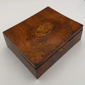 Biedermeier Jewelry Box with Ink, Walnut Veneer, Austria circa 1820