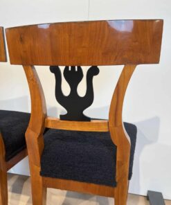 Set of Four Biedermeier Chairs - Wood Backrest Detail - Styylish