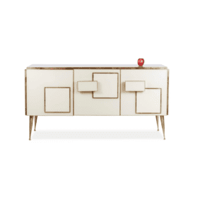 Geometric Sideboard in Glass and Gilded Brass