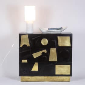 Brass Chest of Drawers in Lacquered Beech, Contemporary Work