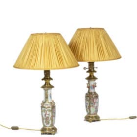 Lamps in Canton Porcelain and Bronze, Circa 1880.