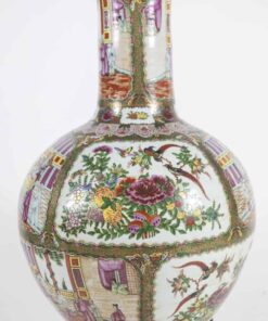 Canton Porcelain Vases - Decorative Floral Scene - Styylish