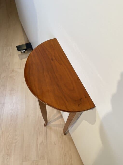 Small Biedermeier Demi-Lune Console Table - Table Top Veneer Detail - Styylish