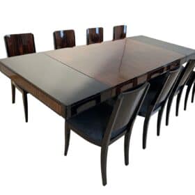 Art Deco Dining Room Set with Eight Chairs, Makassar, France circa 1930