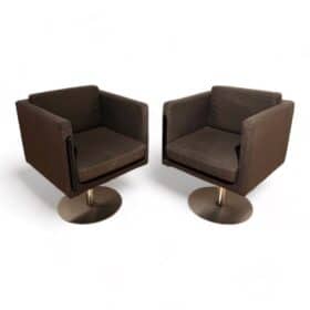 Pair of Cubic Swivel Chairs with Tableau by Lensvelt