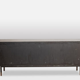 Wenge Sideboard with Raffia and Lacquered Metal, 1970s