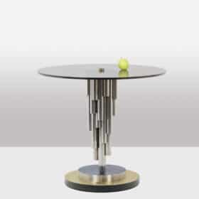 Pedestal Table in Chromed Metal, 1970s.