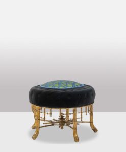 Pouf with Gilded Wood - Full Profile - Styylish