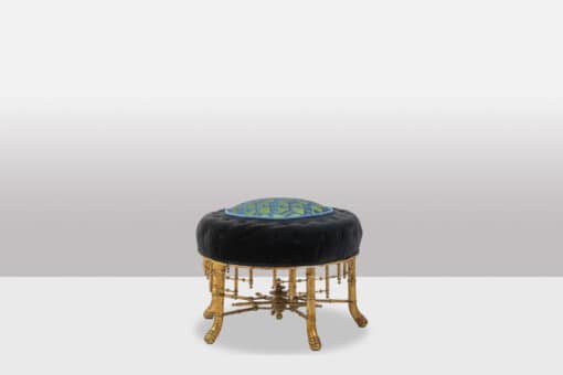 Pouf with Gilded Wood - Full Profile - Styylish