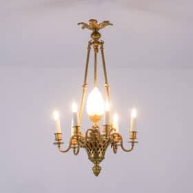 Louis XVI Style Chandelier in Gilded Bronze, 1900