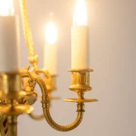 Louis XVI Style Chandelier in Gilded Bronze, 1900