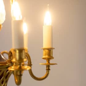 Louis XVI Style Chandelier in Gilded Bronze, 1900