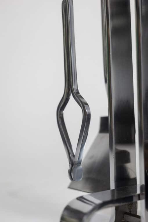 Chrome Metal Fireplace Set - Tong Detail - Styylish