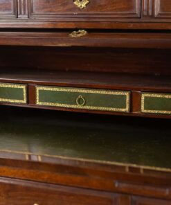 Mahogany Secretary Desk - Green Drawers - Styylish