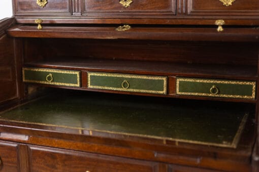 Mahogany Secretary Desk - Green Drawers - Styylish