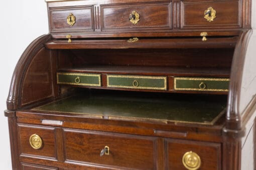 Mahogany Secretary Desk - Green Detail - Styylish