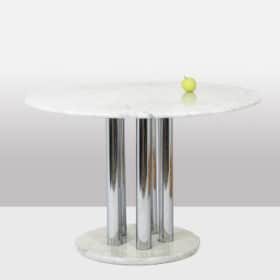 Round Marble Table with Chrome Base, 1970s