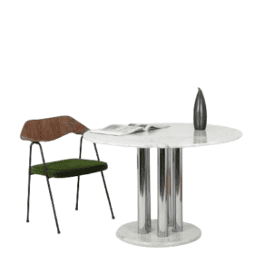 Round Marble Table with Chrome Base, 1970s