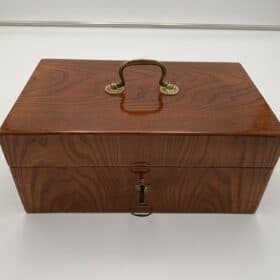 Biedermeier Box with Original Handle, Ash Veneer, South Germany circa 1830