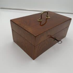 Biedermeier Box with Original Handle, Ash Veneer, South Germany circa 1830