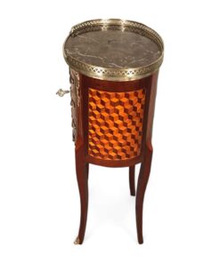 Louis XVI Style Tambour Side Table- side view- Styylish