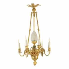 Louis XVI Style Chandelier in Gilded Bronze, 1900