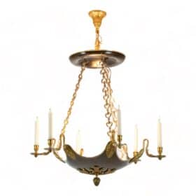 Maison Baguès Empire Style Chandelier in Gilded Bronze, 1950s