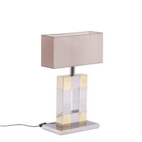 Geometric Lamp in Silver and Gold Metal, 1970s