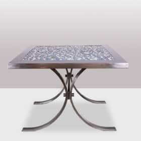 Polished Metal and Ceramic Dining Room Table, 1970s