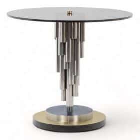 Pedestal Table in Chromed Metal, 1970s.