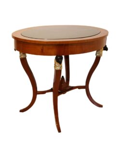 Elegant Biedermeier Center Table, Cherry Veneer, Ebonized, Gold-Leaf, Austria circa 1820