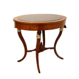 Elegant Biedermeier Center Table, Cherry Veneer, Ebonized, Gold-Leaf, Austria circa 1820