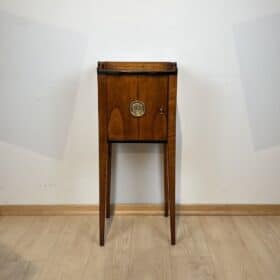 Biedermeier Pillar Cabinet, Cherry Veneer, Brass, South Germany circa 1820