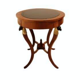 Elegant Biedermeier Center Table, Cherry Veneer, Ebonized, Gold-Leaf, Austria circa 1820