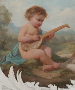 Pair of Paintings Representing Allegories - Cherub with Instrument Detail - Styylish