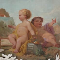 Pair of Paintings Representing Allegories - Cherub Detail - Styylish