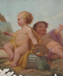 Pair of Paintings Representing Allegories - Cherub Detail - Styylish